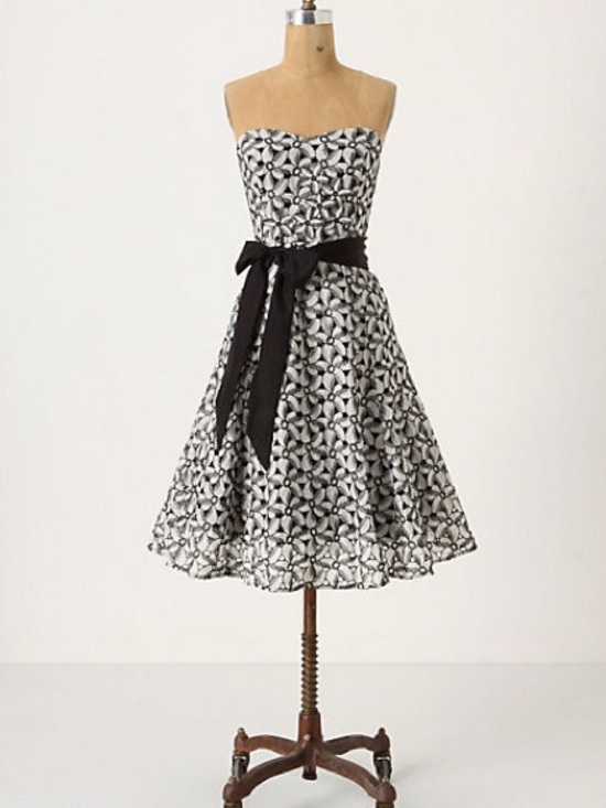 Anthropologie Dresses & Skirts - Anthropologie Moulinette Black & White Floral Strapless Midi Dress with Sash -2